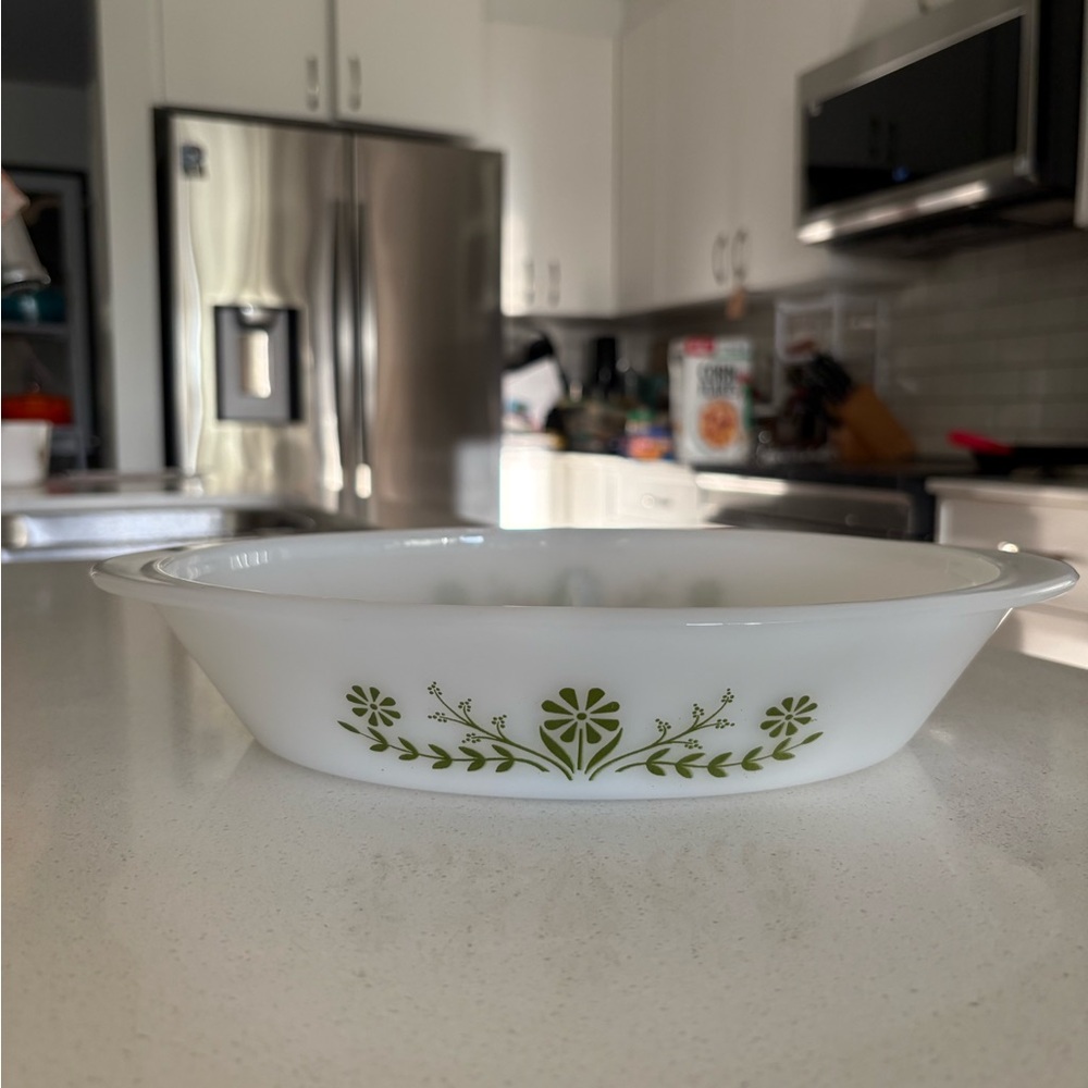 Green Floral Patterned Baking Dish